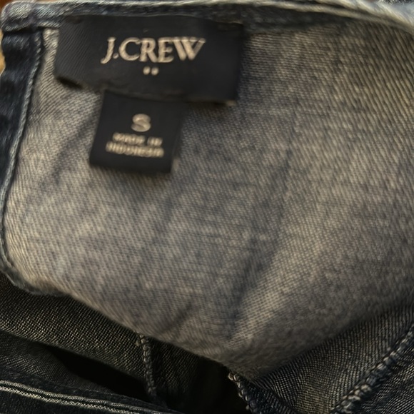 J. Crew Chambray Pleated Ruffle Sleeveless Top - Picture 6 of 7